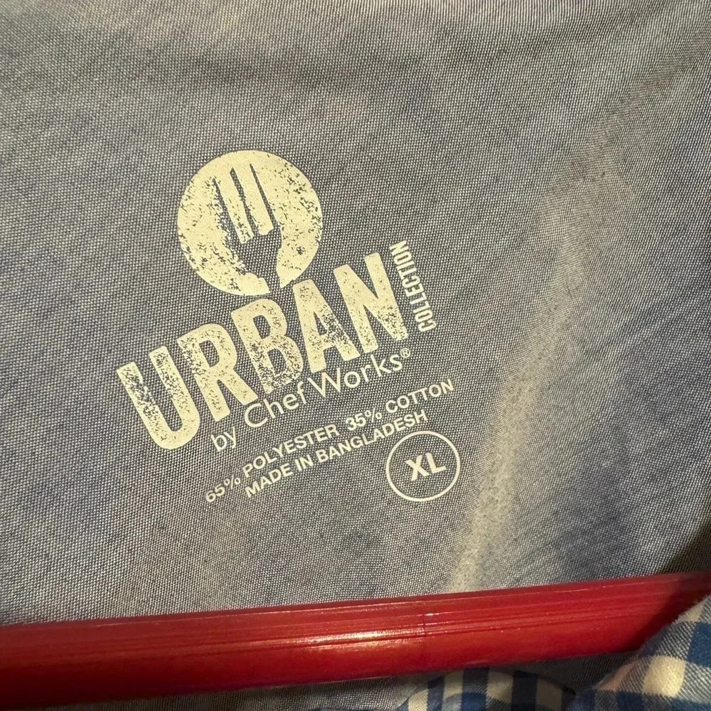 Urban by Chefworks Shirt Sleeve Blue White Gingham Shirt Sz XL - Picture 5 of 7